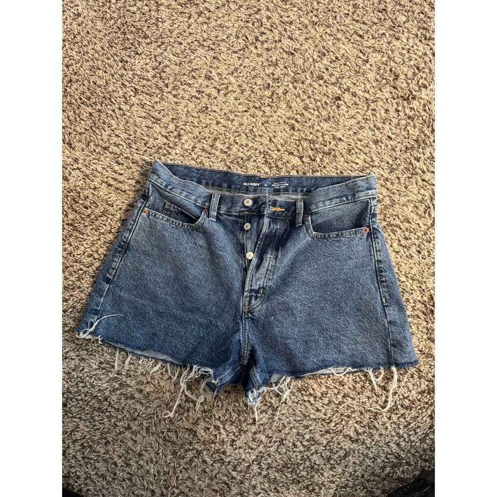 Old Navy Sky-Hi A-Line High Rise Button Fly Denim Jean Shorts Blue Womens‎ 12